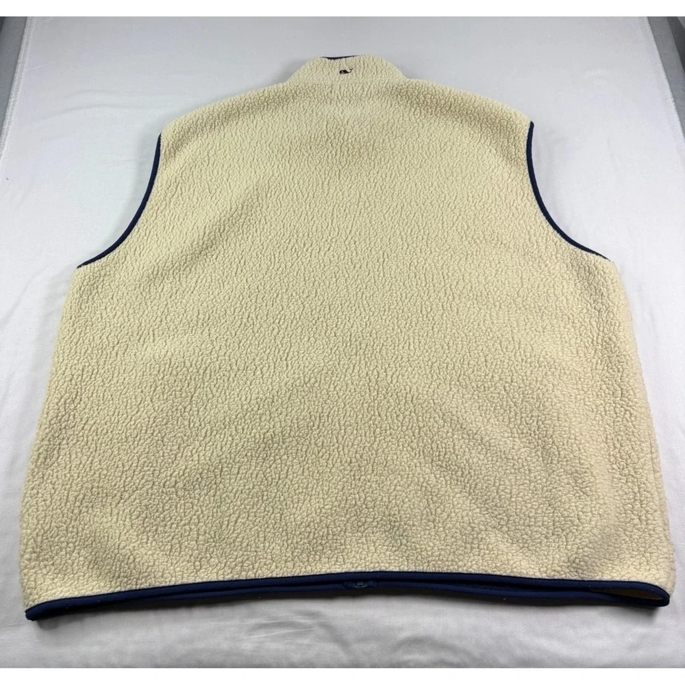 Vineyard Vines Vest Mens 4XB Big Beige Fleece Sherpa Full Zip Preppy Casual